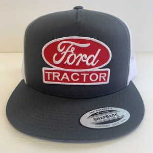YUPOONG NEW Ford Tractor Embroidered Patch Cap Flat Bill Mesh Back Snapback